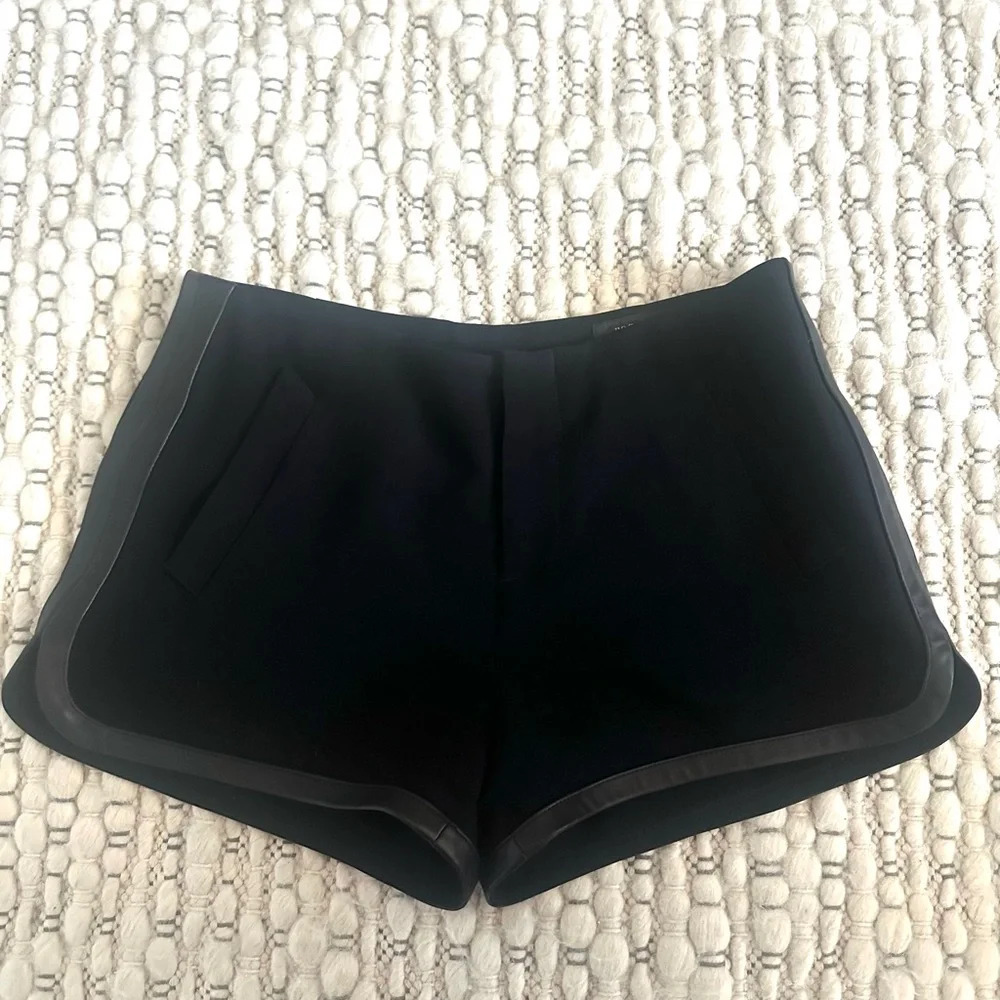 Rag & Bone Leather Trim Black Trouser Shorts Size 4 - Picture 4 of 8